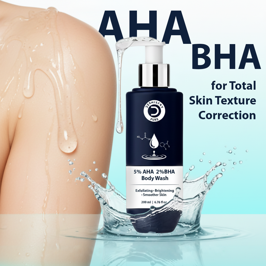 Dermistry 5% AHA 2% BHA Exfoliating D Tan Detan Acne Removal Body Wash For Oily All and Strawberry Skin