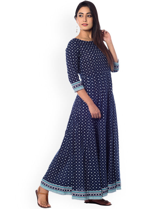 Anayna Women Navy Blue Printed Maxi Dress