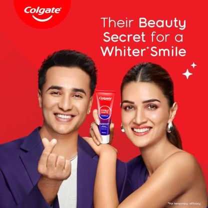 Colgate Visible White Purple Toothpaste, Teeth Whitening Toothpaste Whitens Yellow Teeth, Enamel-Safe Daily Use (2 Pack 100g+20g/3.5oz+0.7oz)