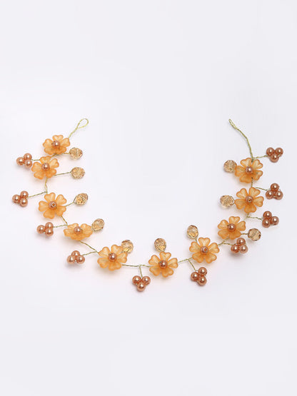 Panash Women Gold-Toned & Yellow Beaded Tiara