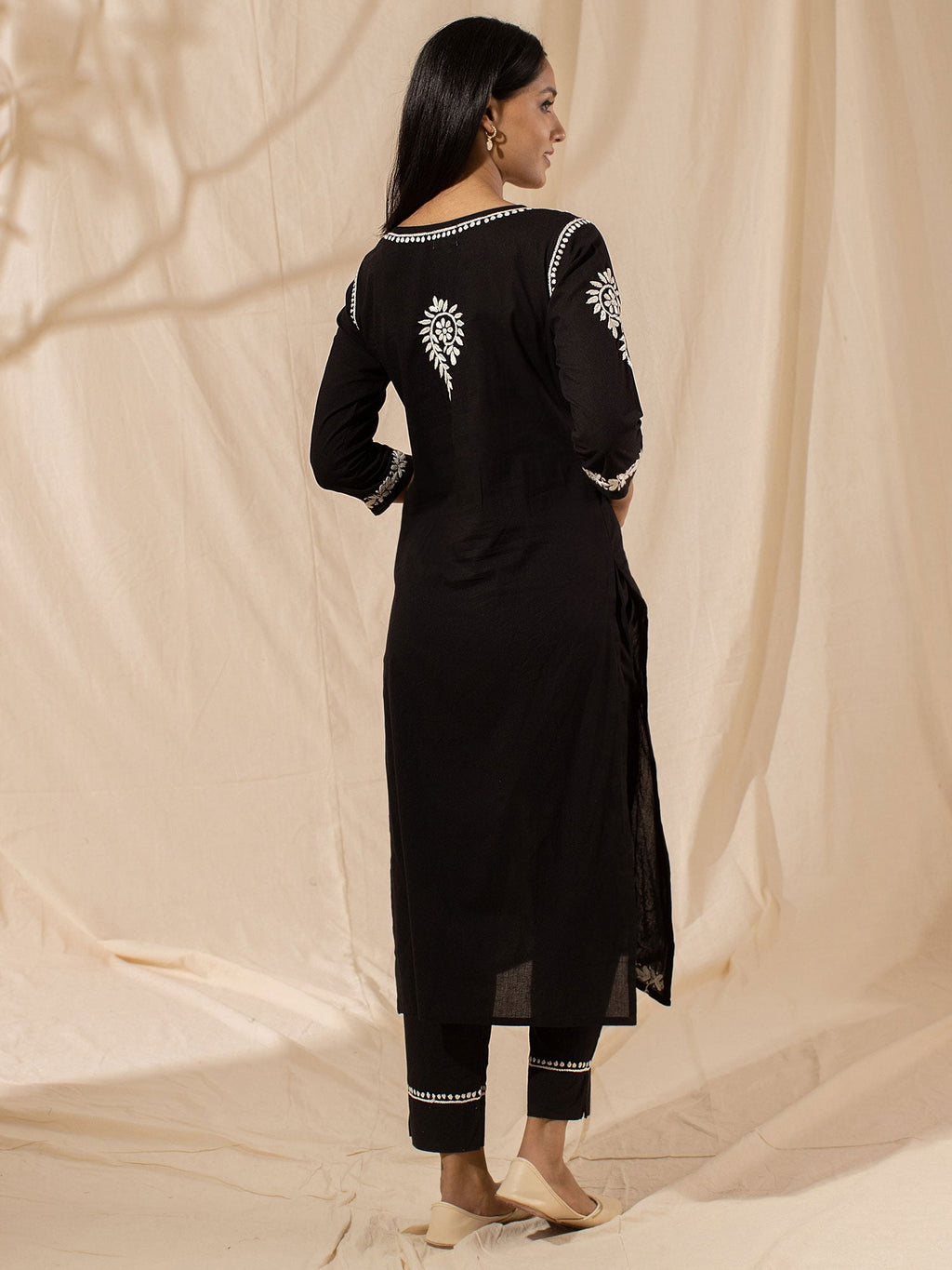 Likha Black Chikankari Kurta Pant & Dupatta LIKSKD33 (Set of 3)