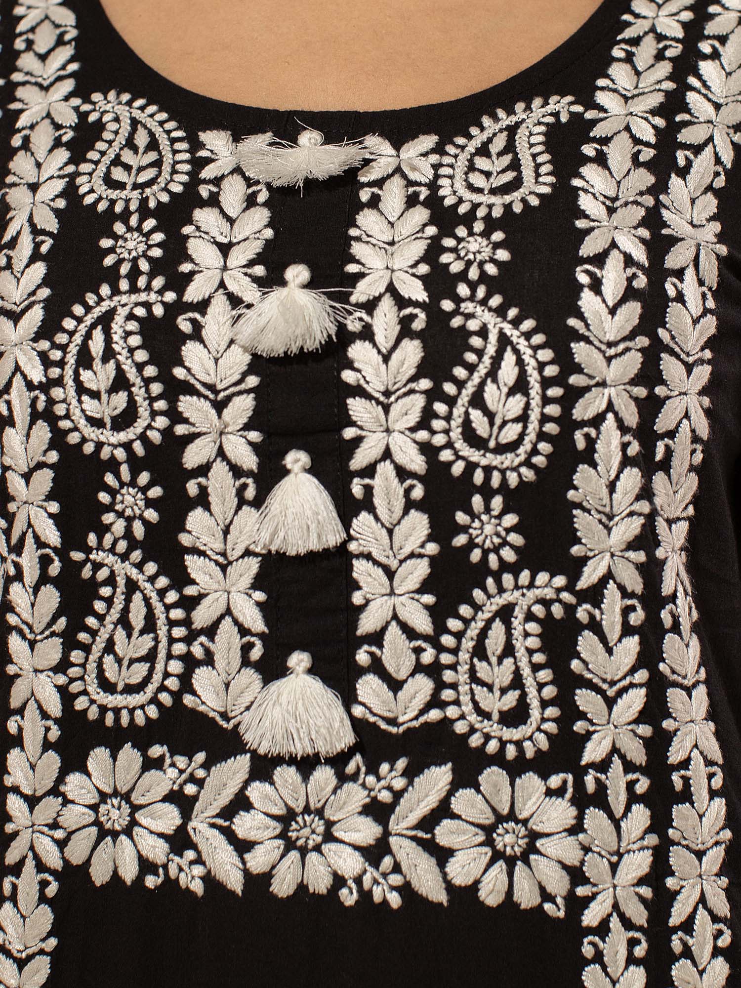 Likha Black Chikankari Kurta Pant & Dupatta LIKSKD33 (Set of 3)