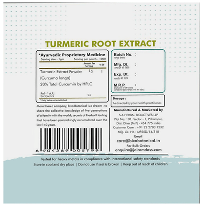 Bixa Botanical Turmeric Root Extract Powder