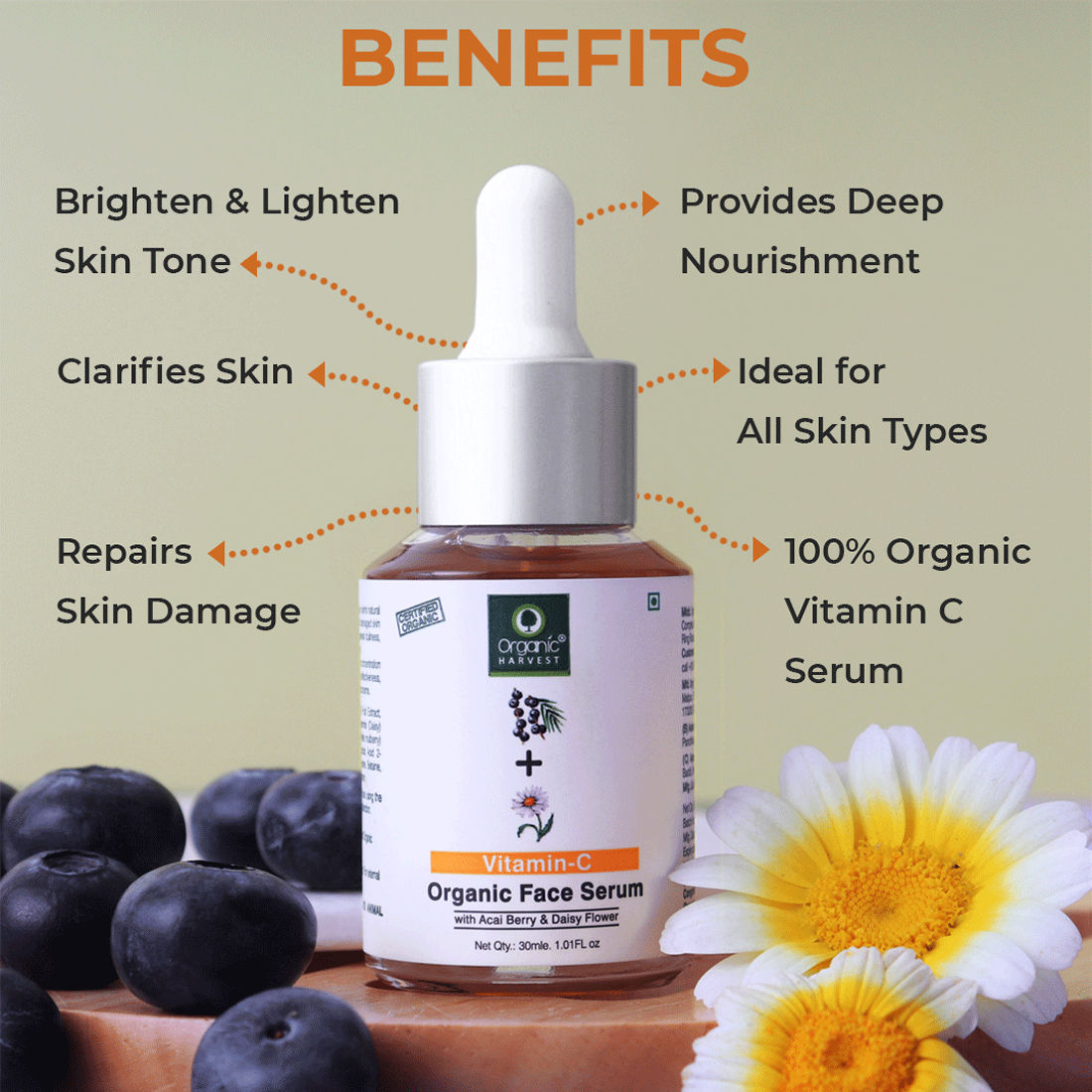 Organic Harvest Vitamin C Organic Face Serum - 30 ml