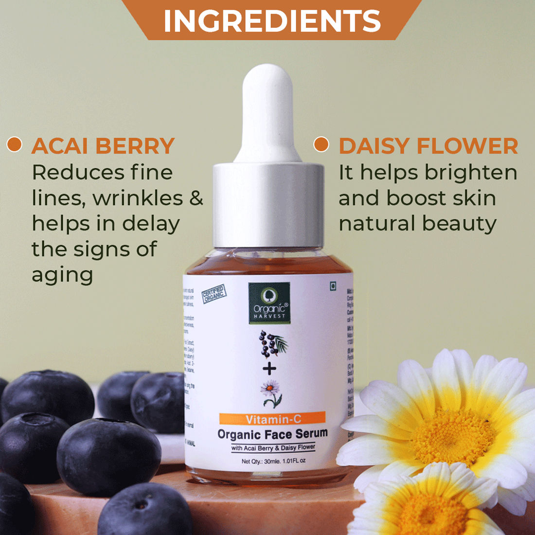 Organic Harvest Vitamin C Organic Face Serum - 30 ml