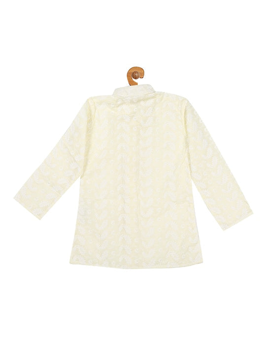 Vastramay Sishu Boys Yellow Ethnic Motifs Chikankari Kurta