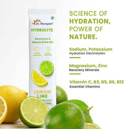 Dr. Morepen Hydrolyte Electrolyte & Vitamin Drink Mix - Lemon Lime