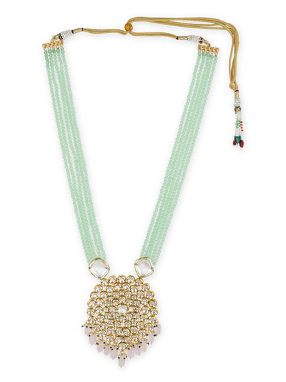 Gold-Toned Green Brass Gold-Polished Necklace - Ruby Raang
