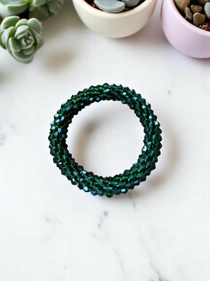 Inhanns Unisex Crystal Bloom – Adjustable Crystal Bead Bracelets - Green