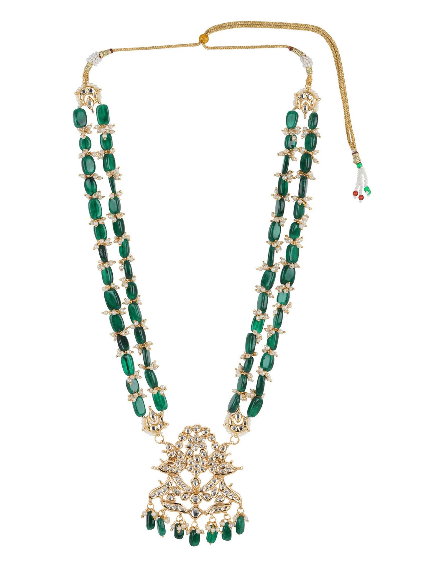 Gold-Toned Green Brass Gold-Polished Necklace - Ruby Raang
