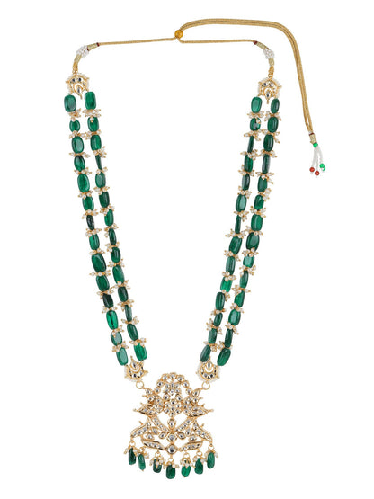 Gold-Toned Green Brass Gold-Polished Necklace - Ruby Raang