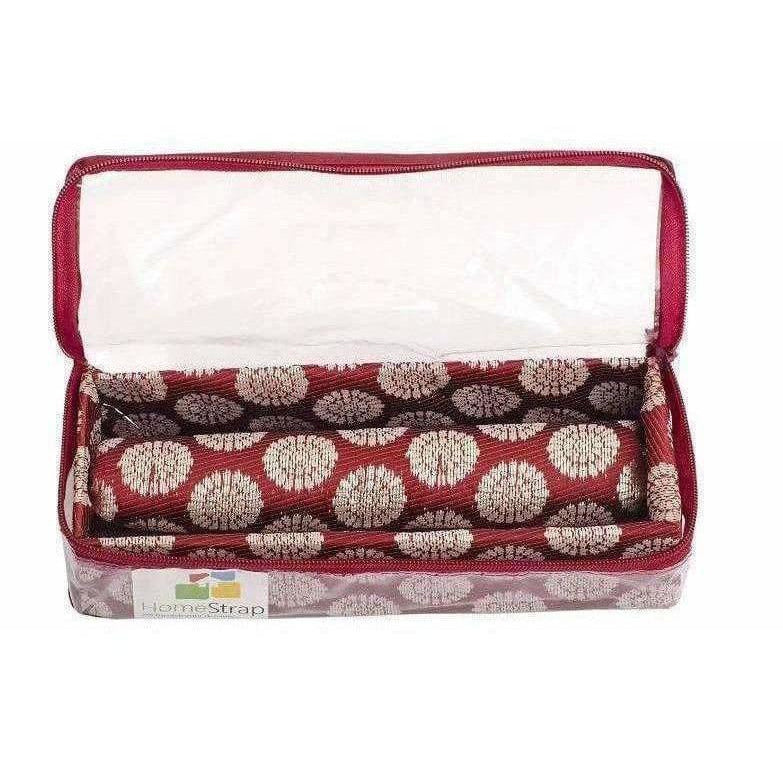 Home Strap Single Rod Brocade Bangle Box - Maroon