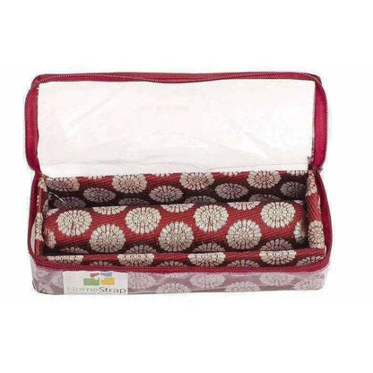 Home Strap Single Rod Brocade Bangle Box - Maroon