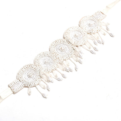 Mominos Fashion Johar Kamal Handicraft Off White/Golden Pearls Necklace with Earrings For Women
