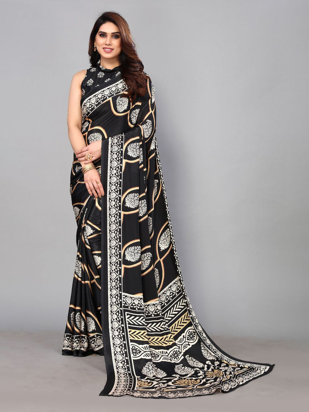 Fabmora Floral Pure Crepe Saree