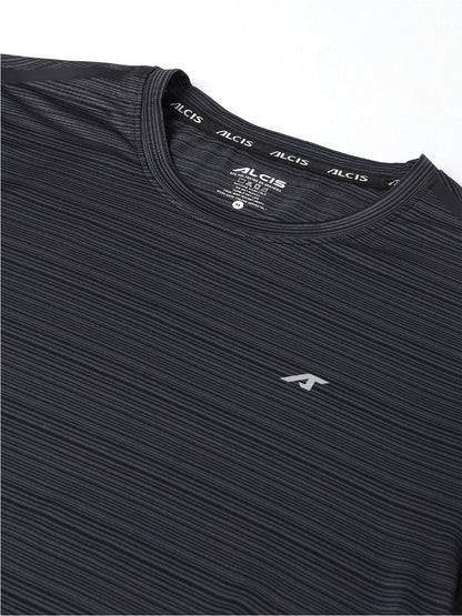 Alcis Striped Slim Fit Anti-Static T-Shirt