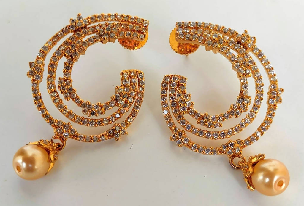 White AD Designer Stone Earrings