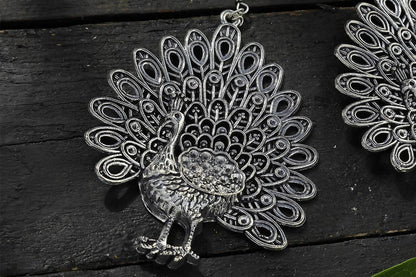 Mominos Fashion Johar Kamal Oxidised Peacock Design Earrings