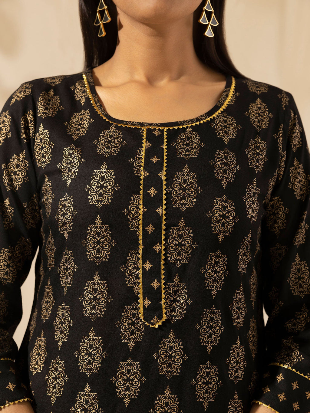 Likha Black Printed Kurta Palazzo Dupatta LIKSKD20 (Set of 3) - M