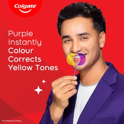 Colgate Visible White Purple Toothpaste, Teeth Whitening Toothpaste Whitens Yellow Teeth, Enamel-Safe Daily Use (2 Pack 100g+20g/3.5oz+0.7oz)