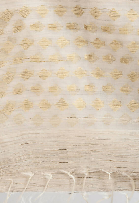 Mominos Fashion Moeza Women's Banarsi Cotton Woven Design Beige Dupatta