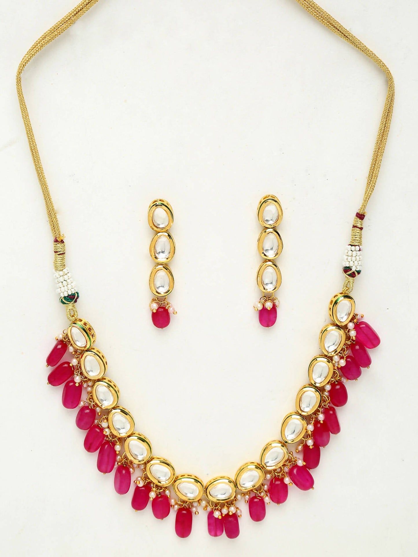 Kundan Choker With Earrings - Ruby Raang