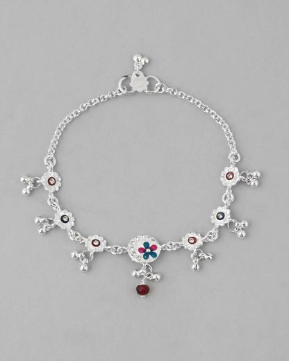 VOJ Set of 2 Stone Studded Circular Shaped Traditional Anklet