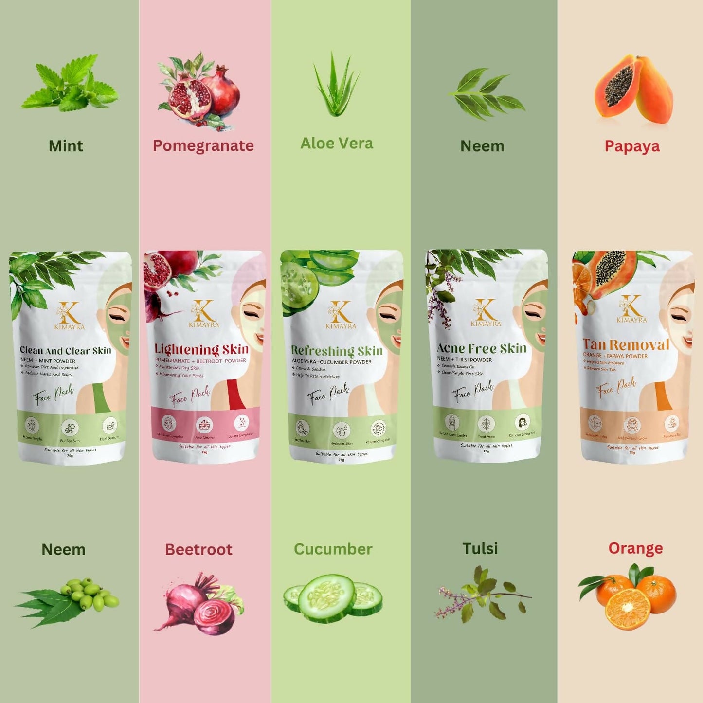 Kimayra Tanning Face Pack Combo Powder for Natural Brightening Skin