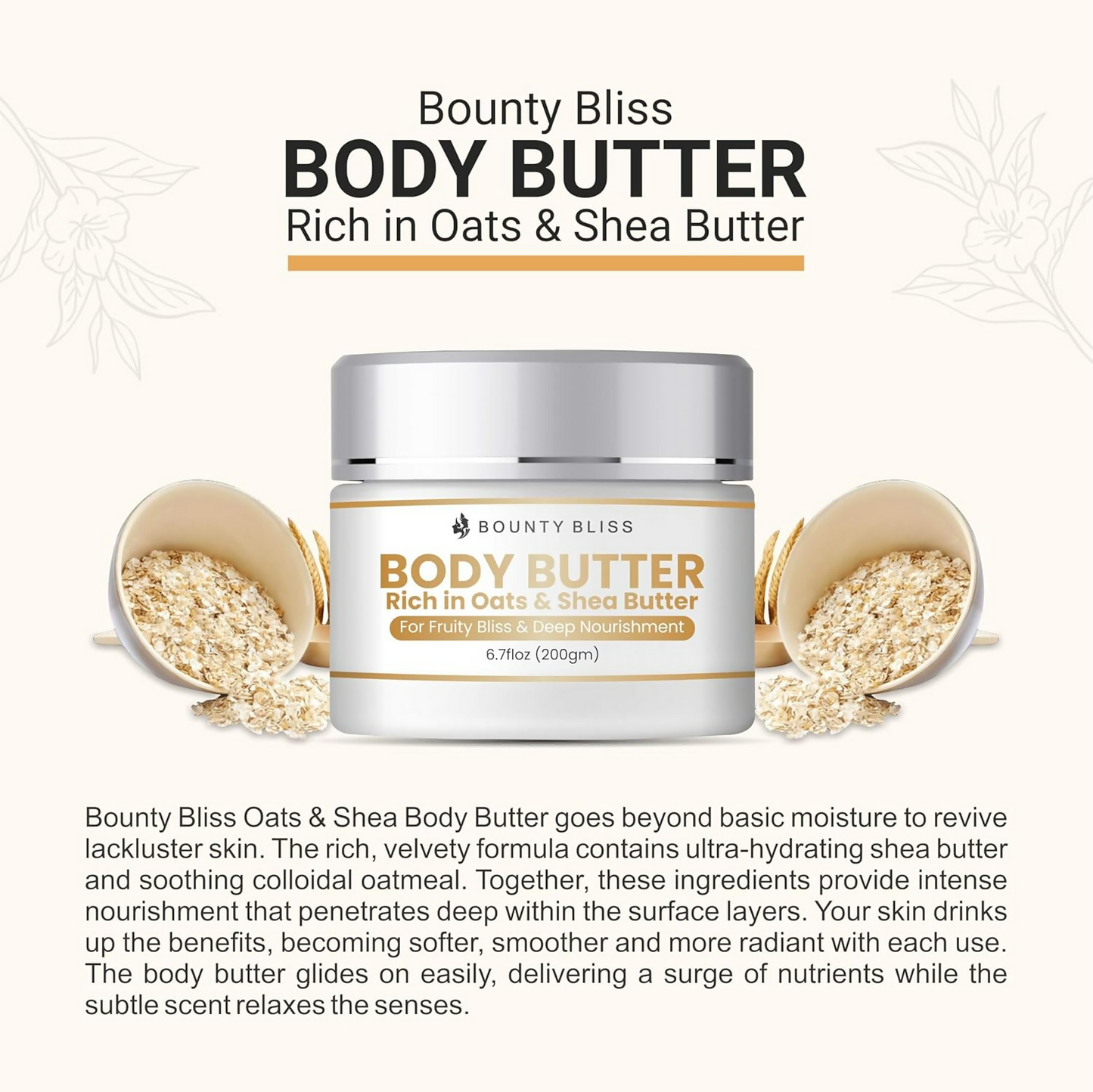 Bounty Bliss Oats & Shea Body Butter Cream - Nourishing Moisturizer