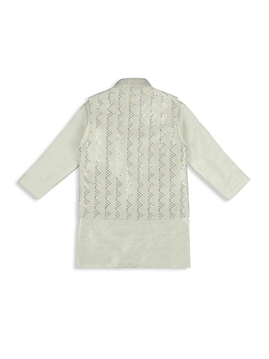 Joban Fashion Kids Island Elegance Sequence work Nehru Jacket Full Sleeves Kurta, Pyjama Set - Cream