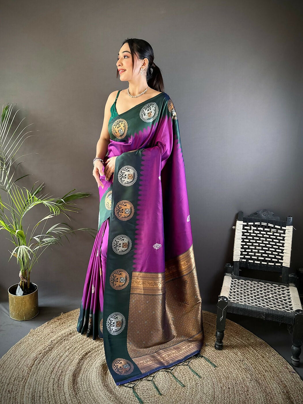 Joban Fashion Blue Butti Banarasi Silk Sarees