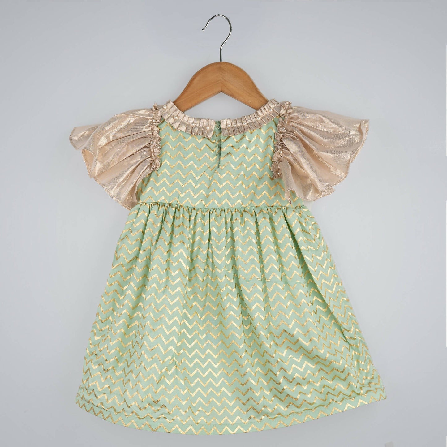 Pink Cow Fashions Gold & Green Printed Dress