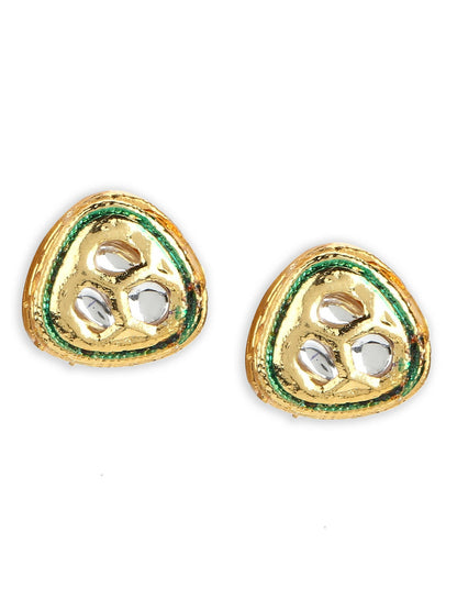 Gold-Toned Silver-Toned Contemporary Studs Earrings - Ruby Raang
