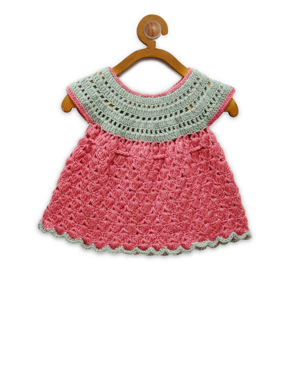 Chutput Kids Pink Coloured Mermaid Design Solid Wool Frock