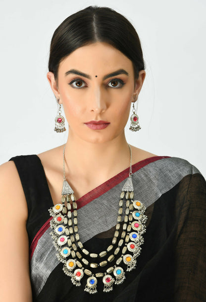 Mominos Fashion Johar Kamal Handicraft Finish Kundan Work Long Necklace For Women (Multi)