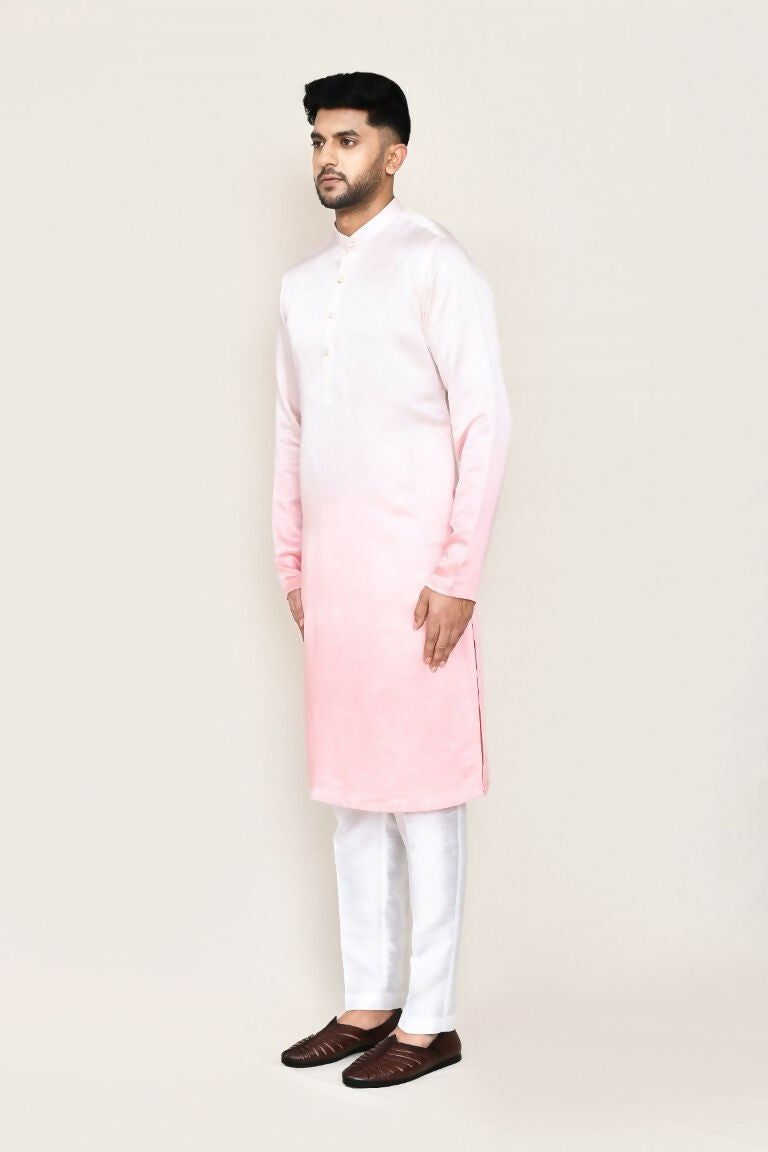 Joban Fashion White Colored Satin Silk Fabric Kurta,Straight Fit Pant