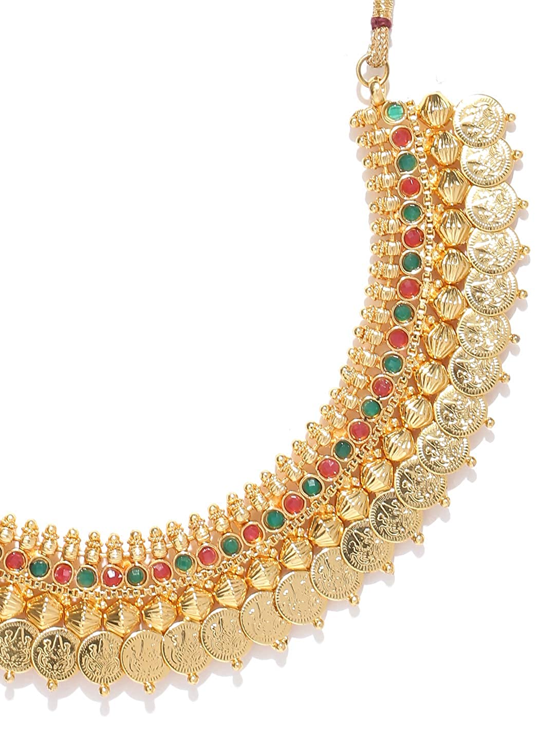 Gold-Polished Alloy Temple Jewellery Coin Choker Necklace - The Pari