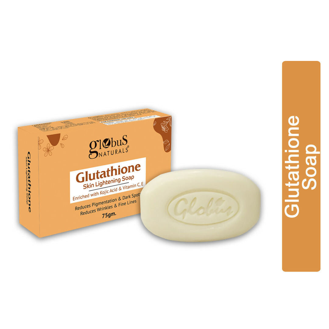 Globus Naturals Glutathione Skin Lightening Soap Enriched with Kojic Acid & Vitamin C, E, Reduces Dark Spots, Wrinkles & Fine Lines