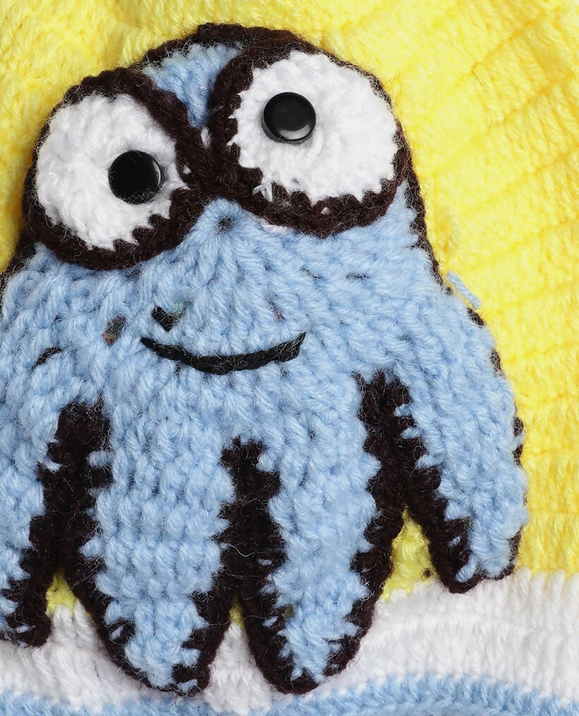 Chutput Kids Woollen Hand Knitted Octopus Detail Cap - Yellow