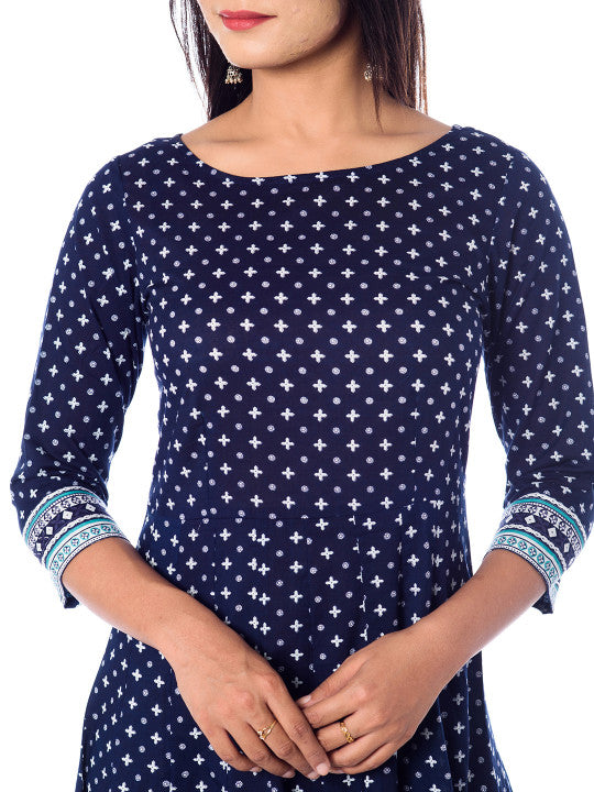 Anayna Women Navy Blue Printed Maxi Dress