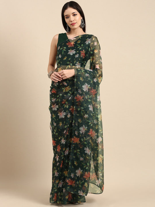 Sangria Women Floral Printed Saree with Blouse Piece