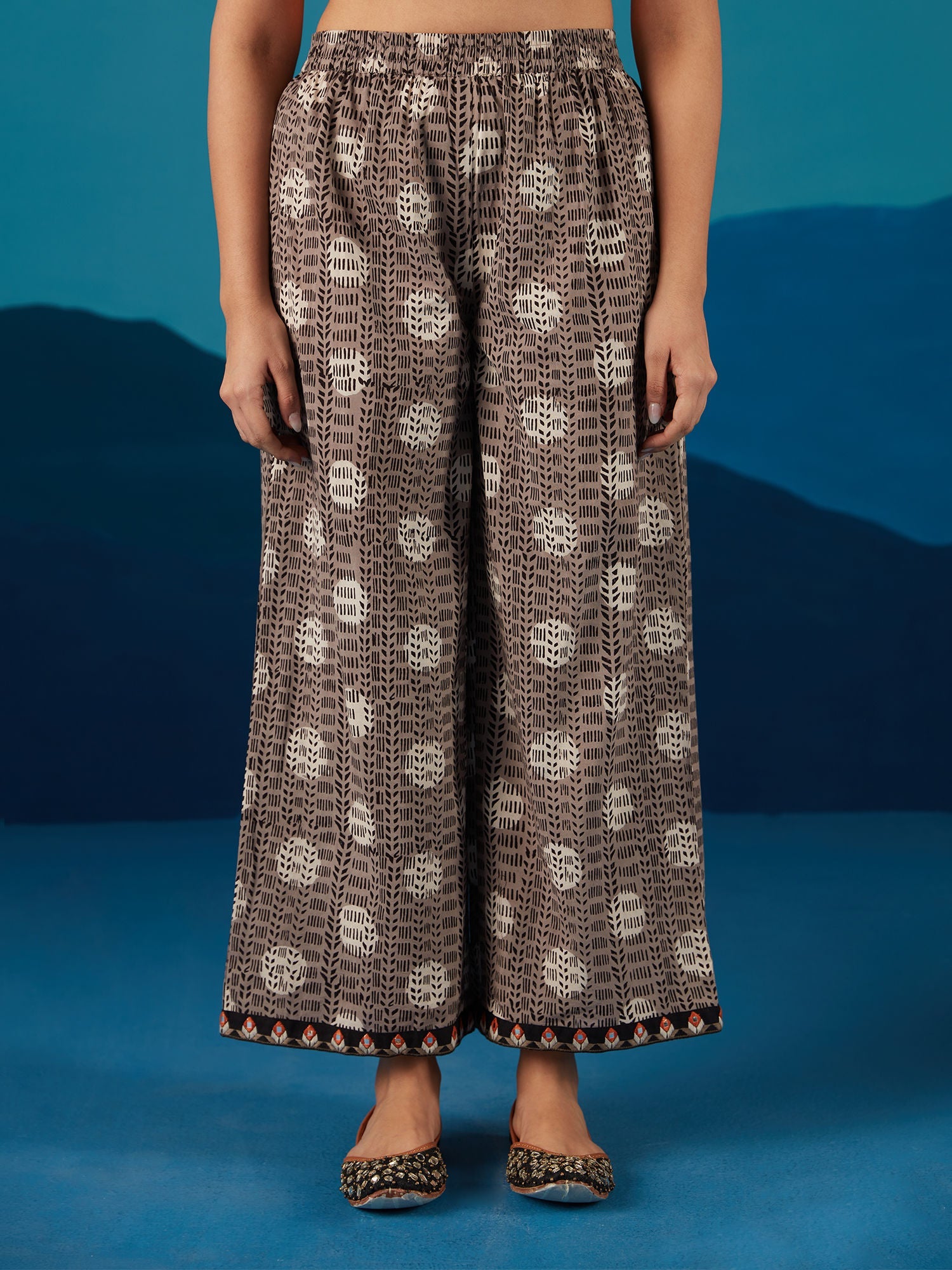 Likha Black Indigo Saga Hand block print Co-ord Set With Scarf LIKSKD196 (Set of 4) - L
