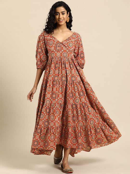 Anayna Women Ethnic Motifs Printed A-Line Maxi Dress