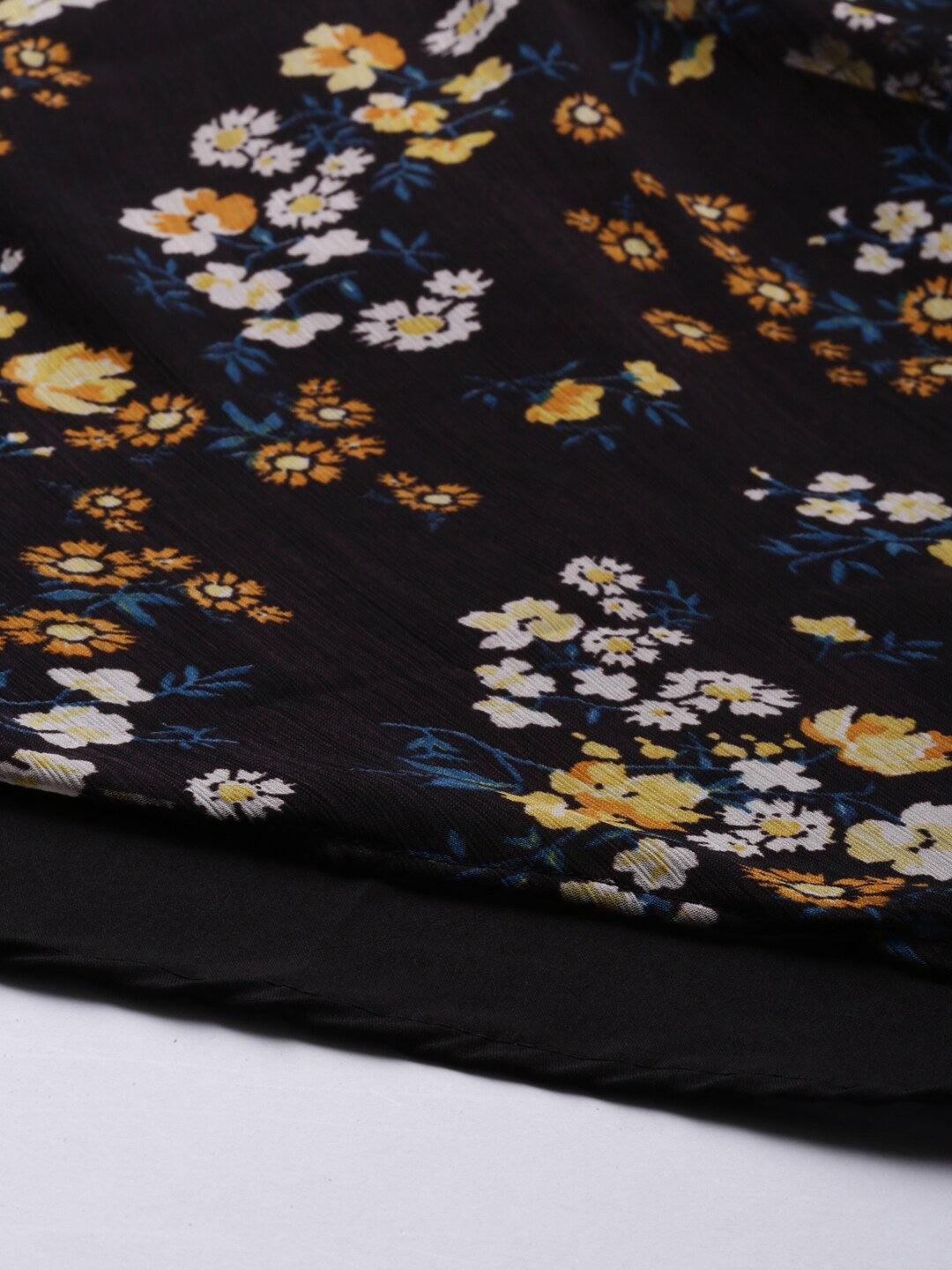 Souchii Women Black Floral Chiffon Maxi Dress