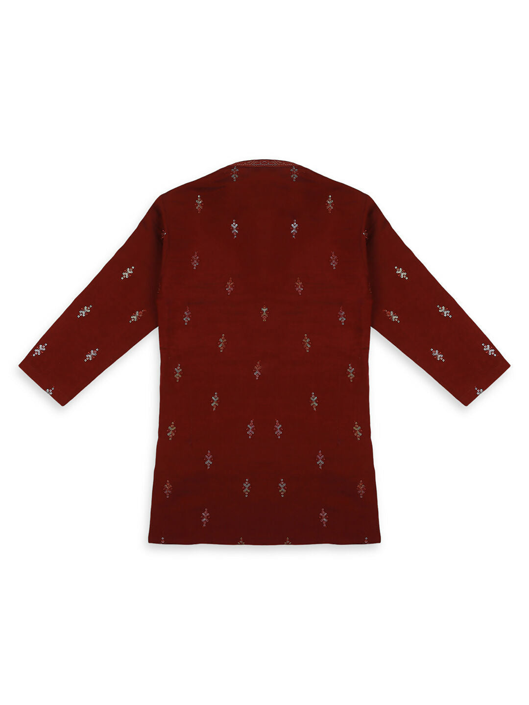 Joban Fashion Kids Island Traditional Ethnic Wear with Silk Sequence Embroidery Full Sleeves Kurta and Pyjama Set - Maroon