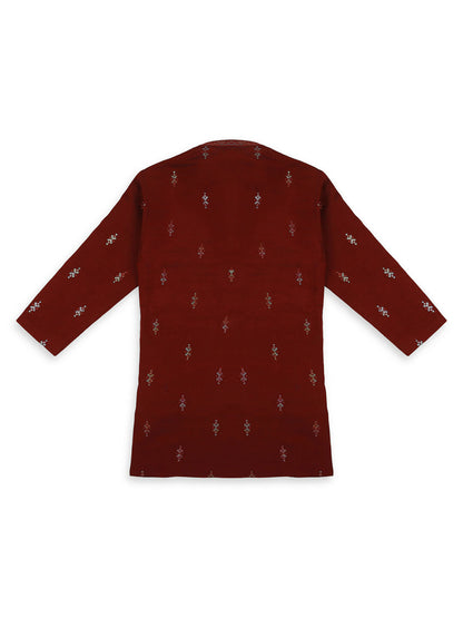 Joban Fashion Kids Island Traditional Ethnic Wear with Silk Sequence Embroidery Full Sleeves Kurta and Pyjama Set - Maroon