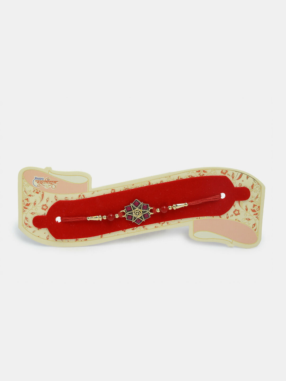 NVR Men Set of 4 Multicolor Stone-Studded Rakhi With Roli Chawal & Chocolate