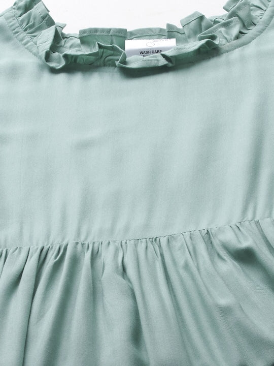 MomToBe Green Maternity A-Line Midi Nursing Dress
