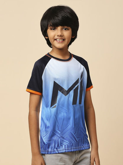 Fancode Kids Mumbai Indians IPL Graphic Printed Round Neck Cotton T-Shirts