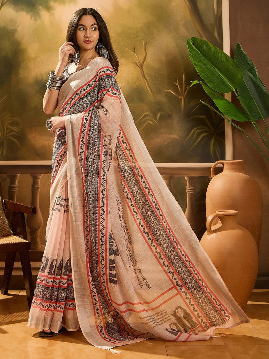 Sangria Ethnic Motifs Printed Banarasi Saree